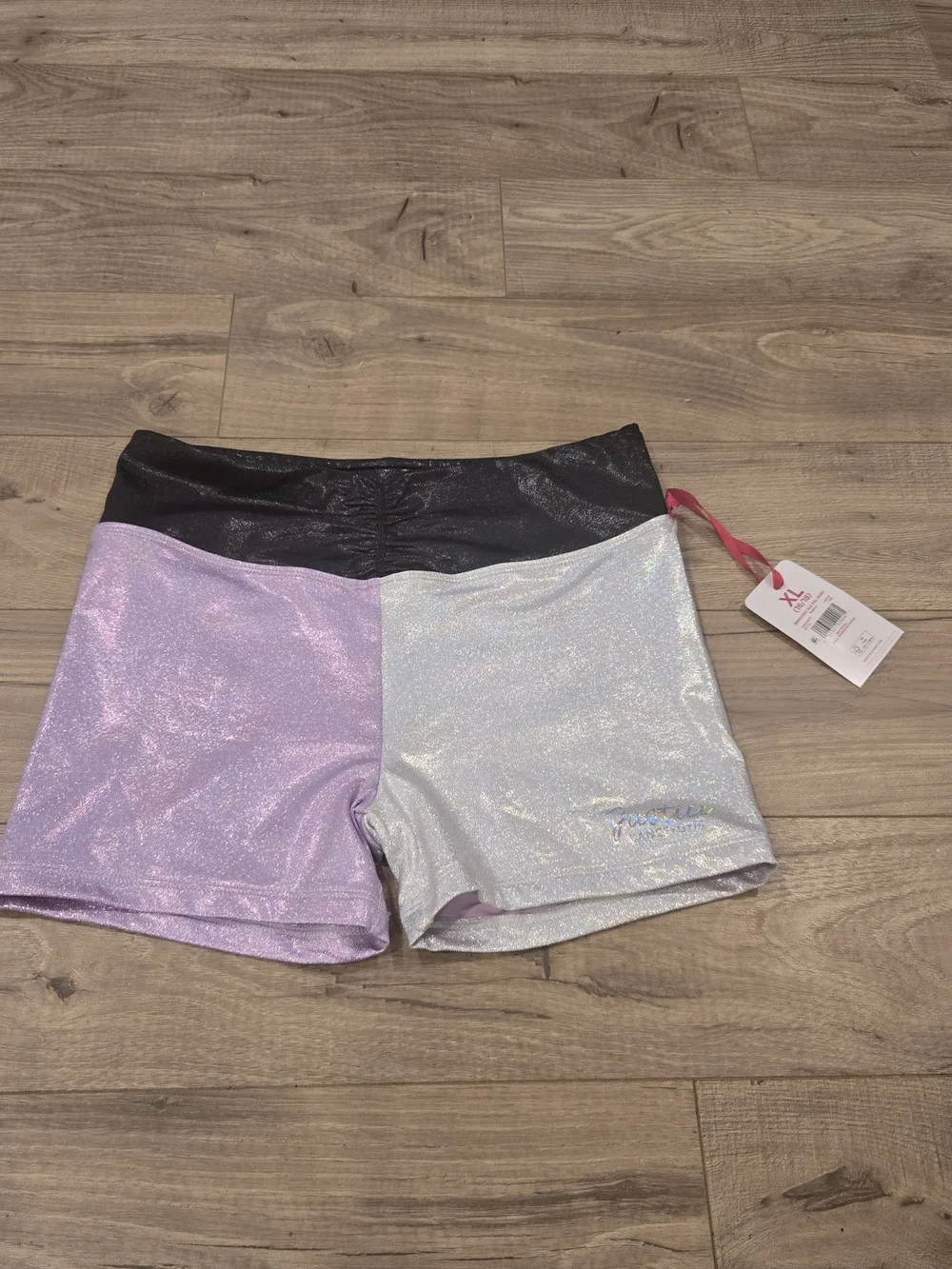 NWT Justice Girls Metallic Colorblock Sports Bra & Shorties 2PC Set Gym Dance XL
